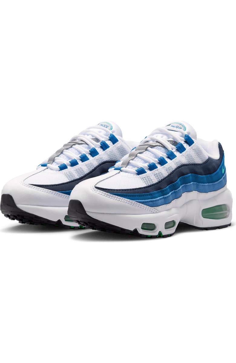 Nike Kids' Air Max 95 Sneaker, Alternate, color, White/ Blue/ Blue/ Green