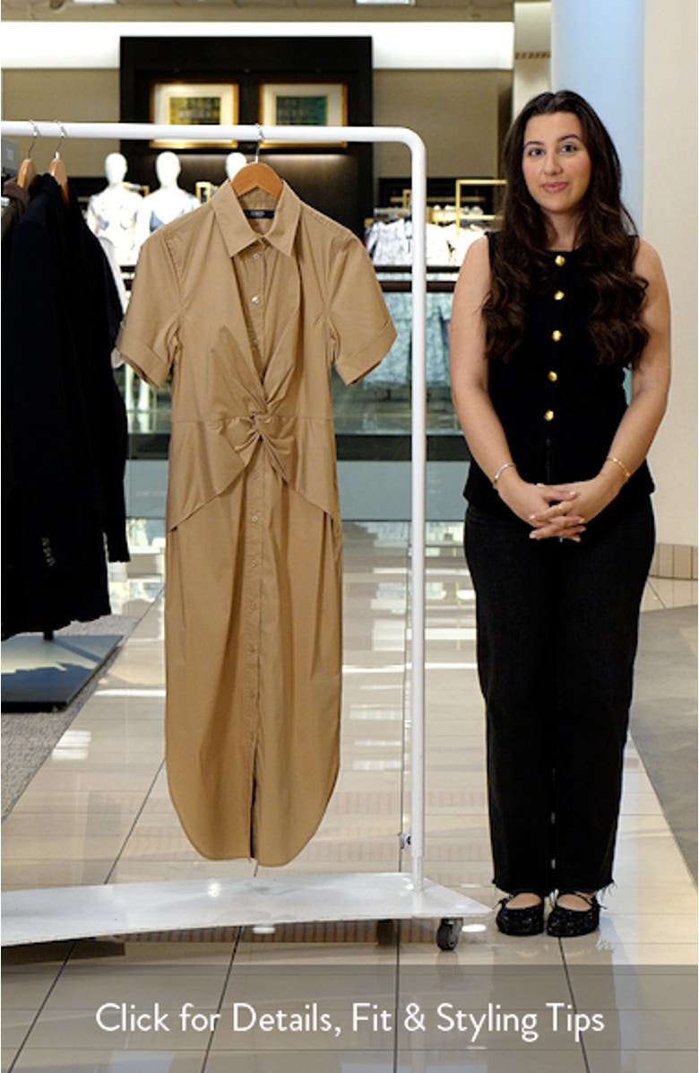 Twist Front Cotton Blend Shirtdress, sales video thumbnail