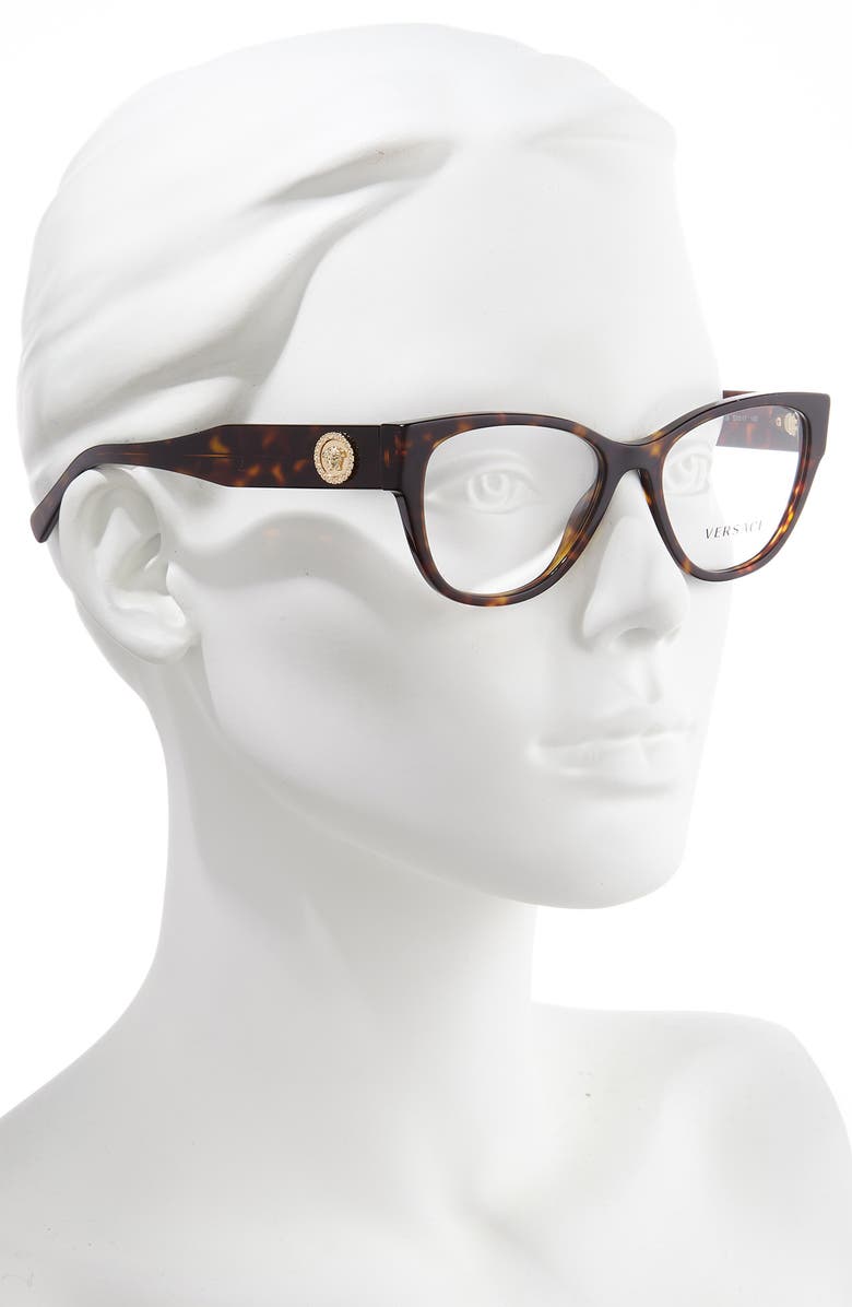 Versace 53mm Cat Eye Optical Glasses, Alternate, color, Dark Havana