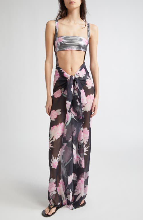 JULIE KEGELS JULIE KEGELS FLORAL PRINT SILK PAREO SKIRT