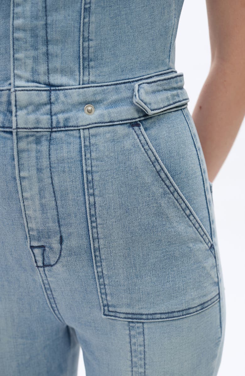 Bayeas Horse Hoof Denim Jumpsuit, Alternate, color, Soft Cyan