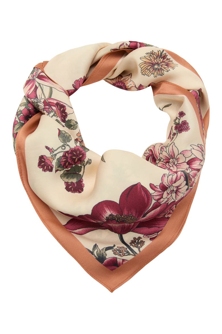 Floral Print Scarf, Alternate, color, ECRU