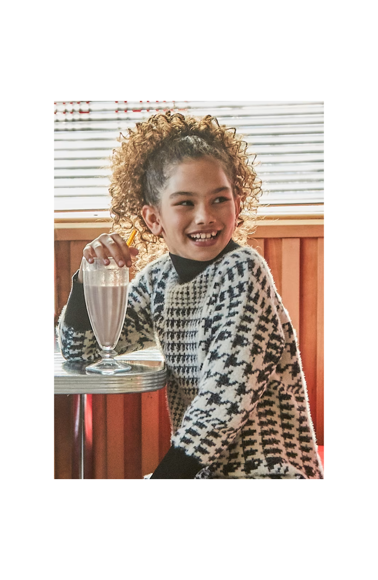 Mayoral Houndstooth Knit Dress, Alternate, color, Black