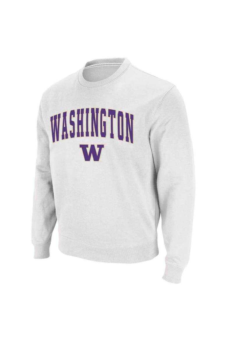 Men's Colosseum White Washington Huskies Arch & Logo Crew Neck Sweatshirt, Main, color, White