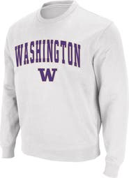 COLOSSEUM Men's Colosseum White Washington Huskies Arch & Logo Crew Neck Sweatshirt