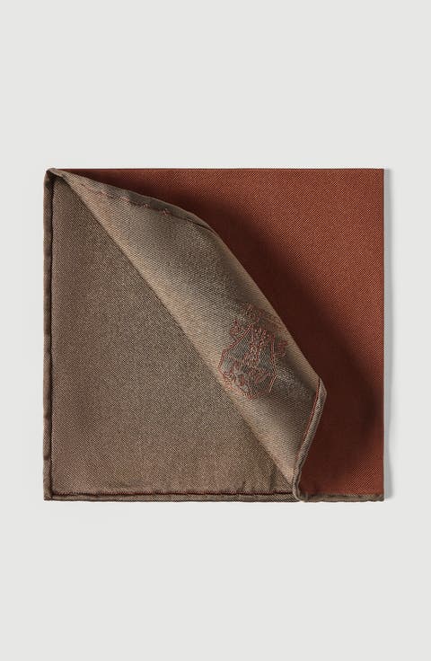 Silk pocket square with printed logo