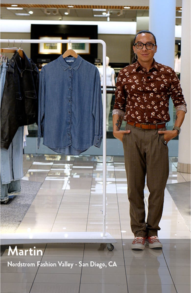 Lia Ruffle Chambray Button-Up Shirt, sales video thumbnail