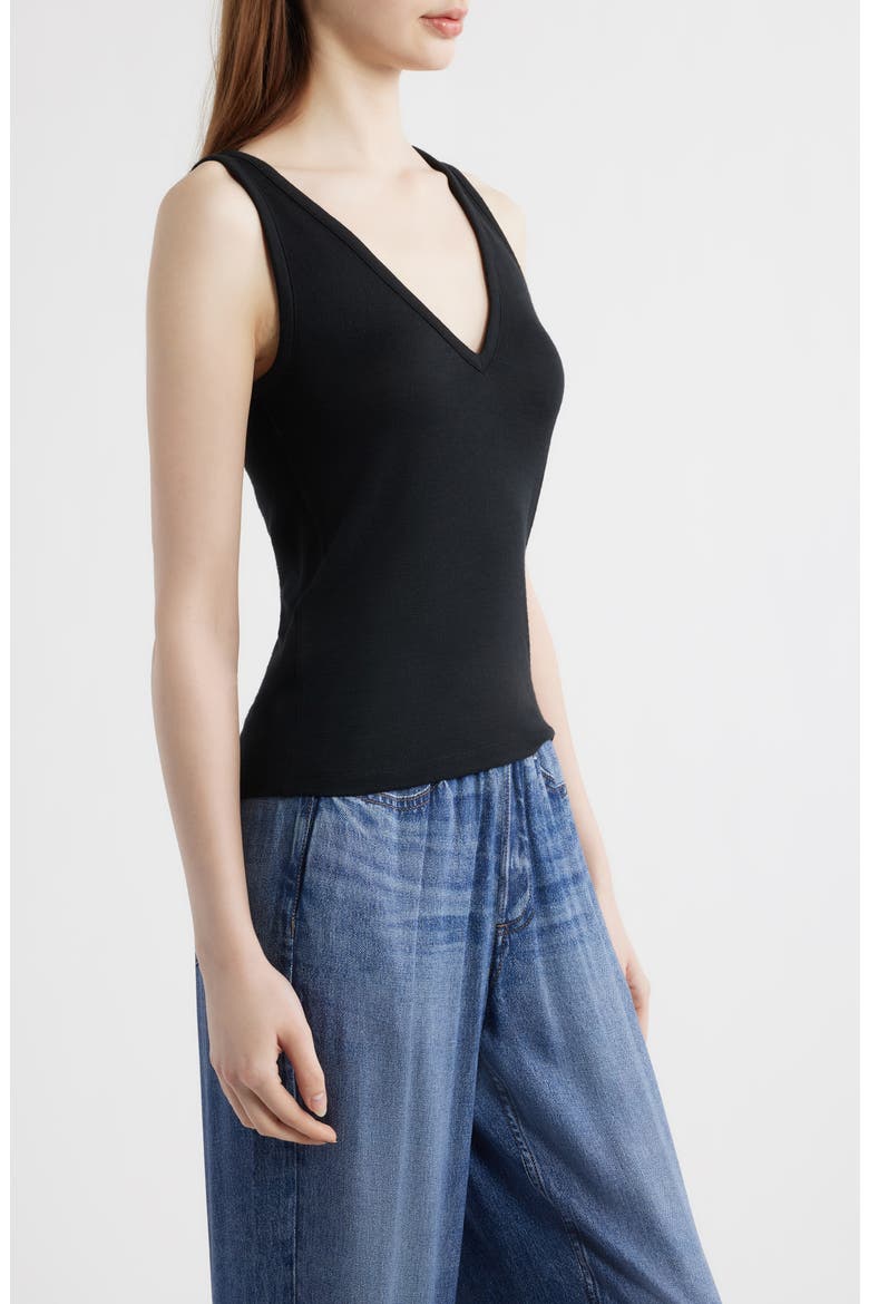 The Knit V-Neck Tank, Alternate, color, BLACK
