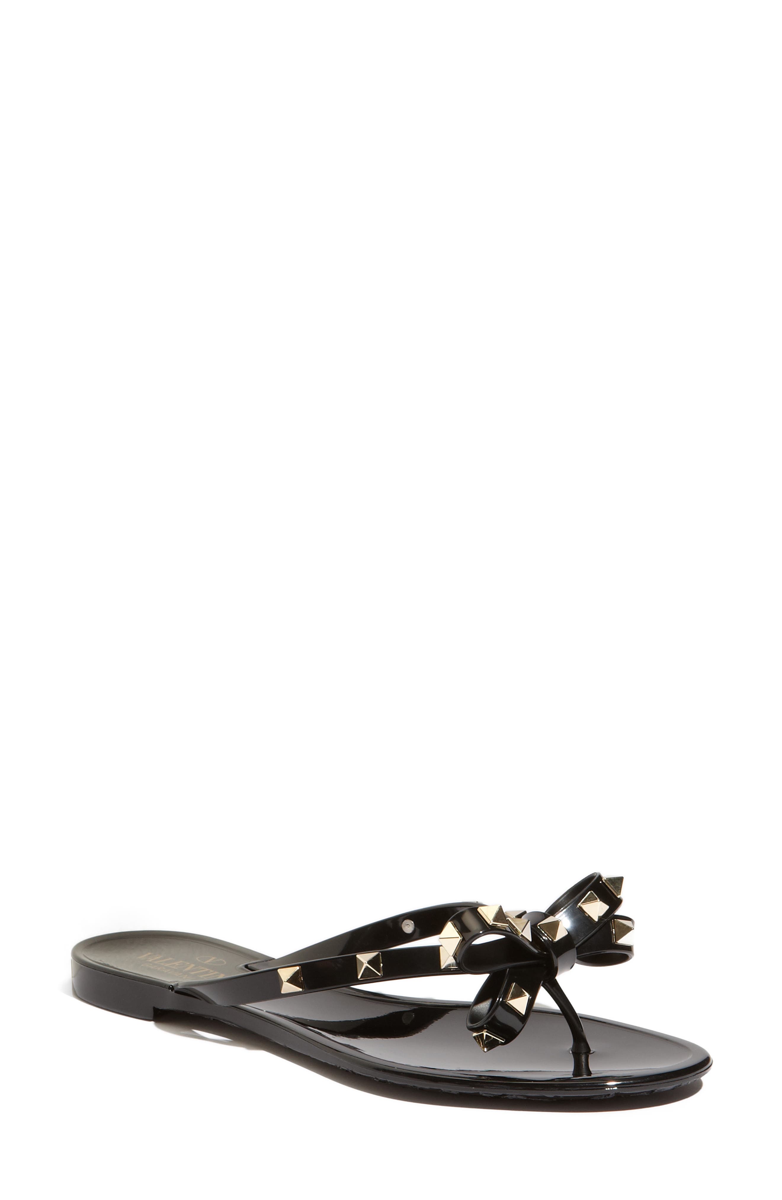 Valentino Garavani Rockstud Jelly Flip Flop, Main, color, 0No Nero
