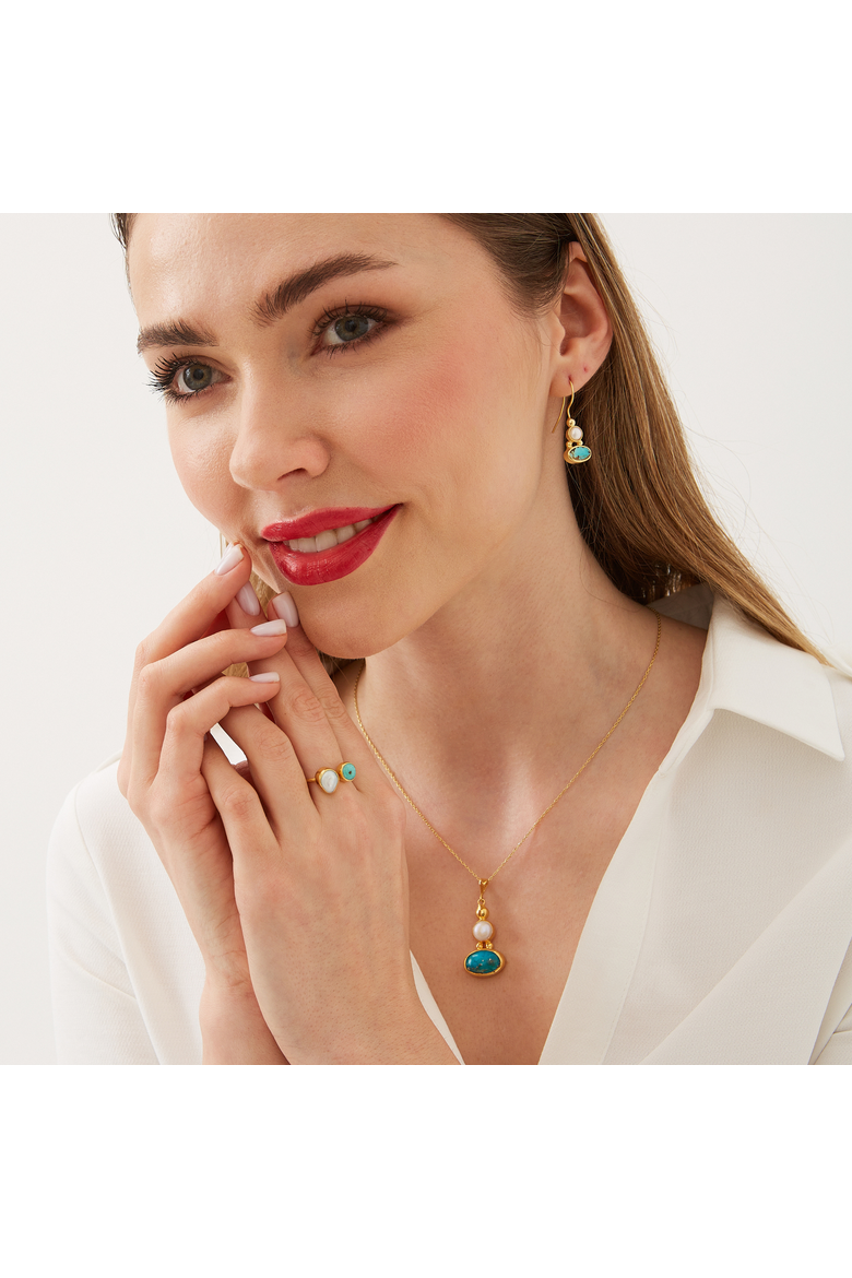 Turquoise Authentic Pendant Sterling Silver Gold Plated Necklace, Alternate, color, Gold