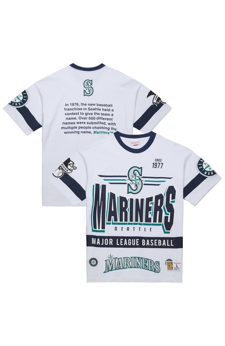 Mitchell & Ness Men's Mitchell & Ness White Seattle Mariners Cooperstown Collection Team Origins Premium T-Shirt, Main, color, 