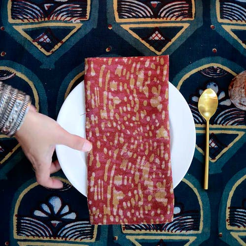 Ichcha Rustic Handmade Cotton Napkins In Orange