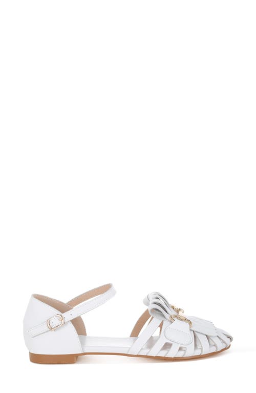 Rag & Co Women's Ramita Horsebit Fringe Flat Sandals White In White