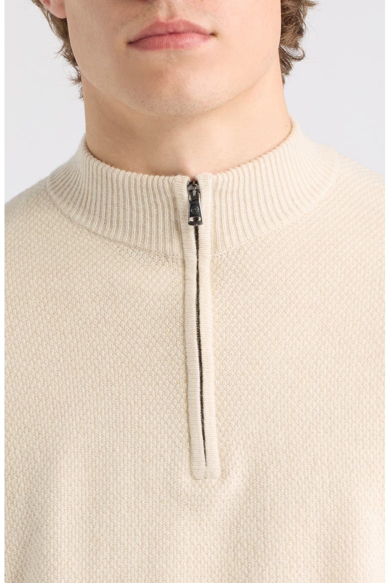 Crescent Texture Quarter Zip Sweater, Alternate, color, SANDSTONE