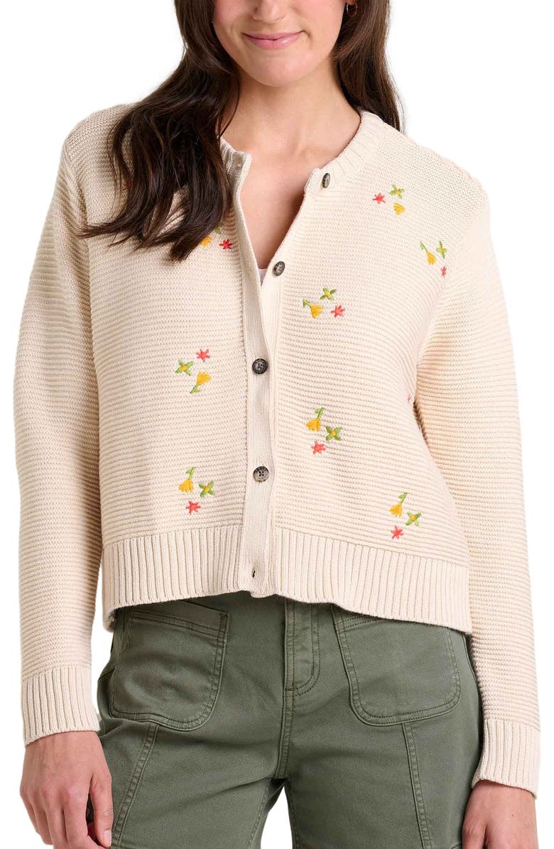 Toad & Co Bianca Crew Cardigan Embroidered, Alternate, color, Natural Embroidery
