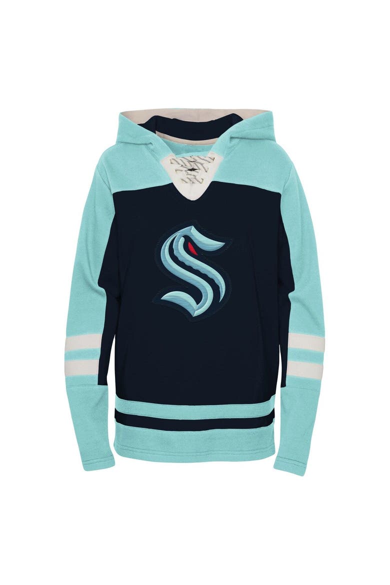 Youth Deep Sea Blue Seattle Kraken Ageless Revisited Home Lace-Up Pullover Hoodie, Alternate, color, Navy