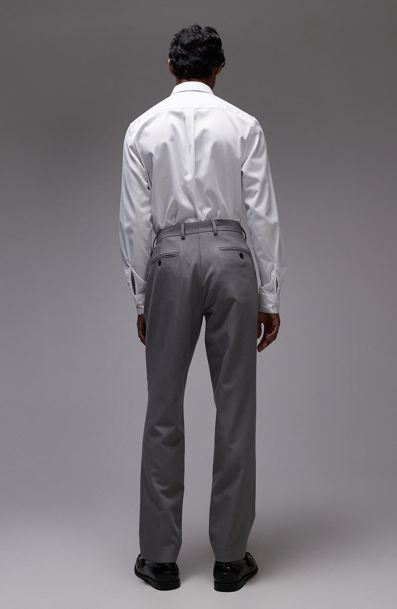 Topman Slim Fit Grey Flat Front Stretch Suit Pants, Alternate, color,