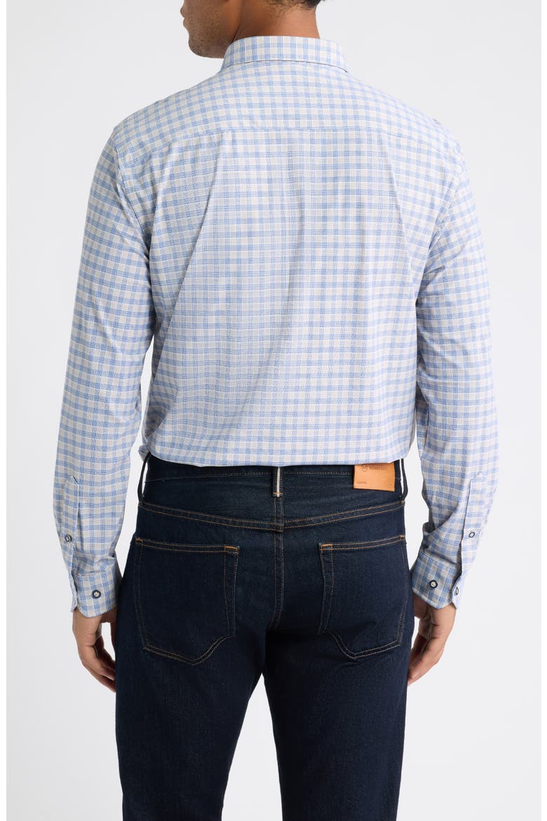 XC+™ Motion Gingham Check Knit Button-Up Shirt, Alternate, color, TAN/ NAVY TWO-TONE GINGHAM