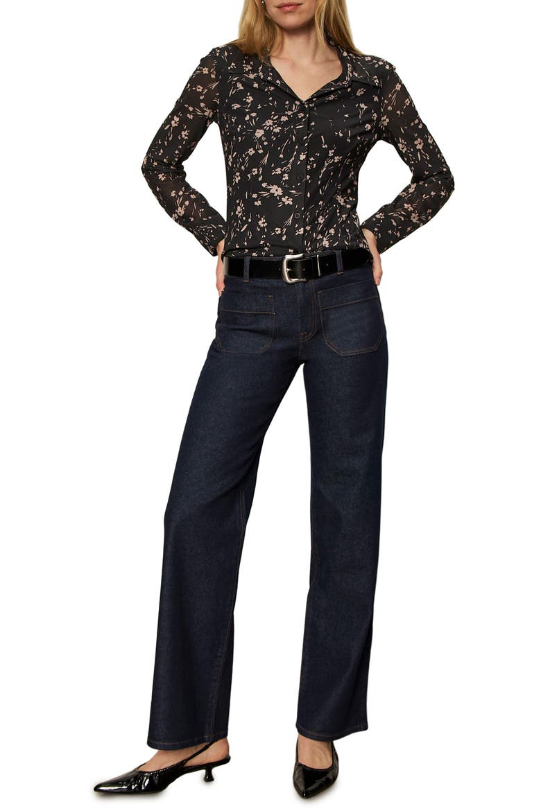 Marine Mid Rise Wide Leg Jeans, Alternate, color, FIRST BLUE