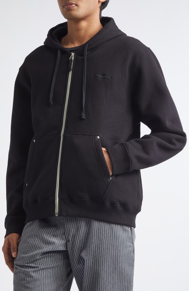 PHIPPS Stud Cotton Blend Fleece Zip Hoodie, Alternate, color, True Black