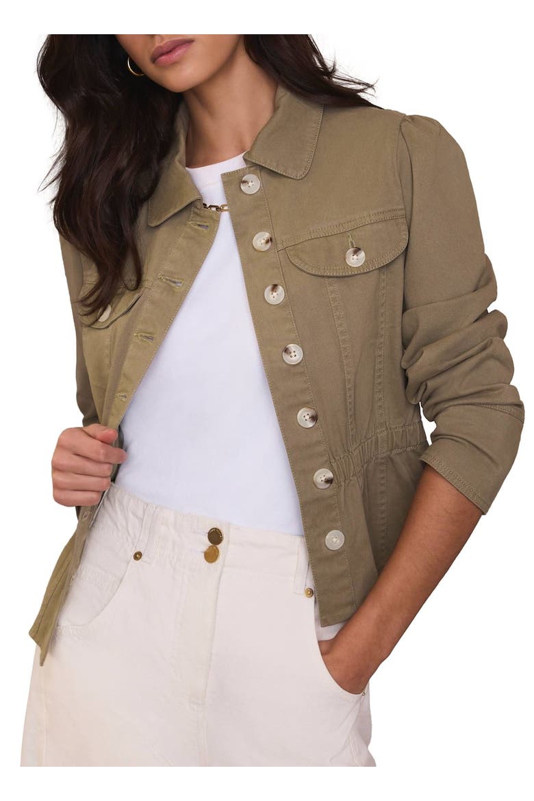 Collared Peplum Jacket, Main, color, Khaki