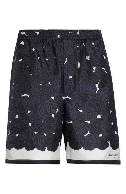 Floral Elastic Waist Silk Shorts