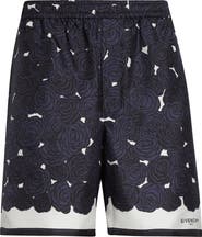 Givenchy Floral Elastic Waist Silk Shorts