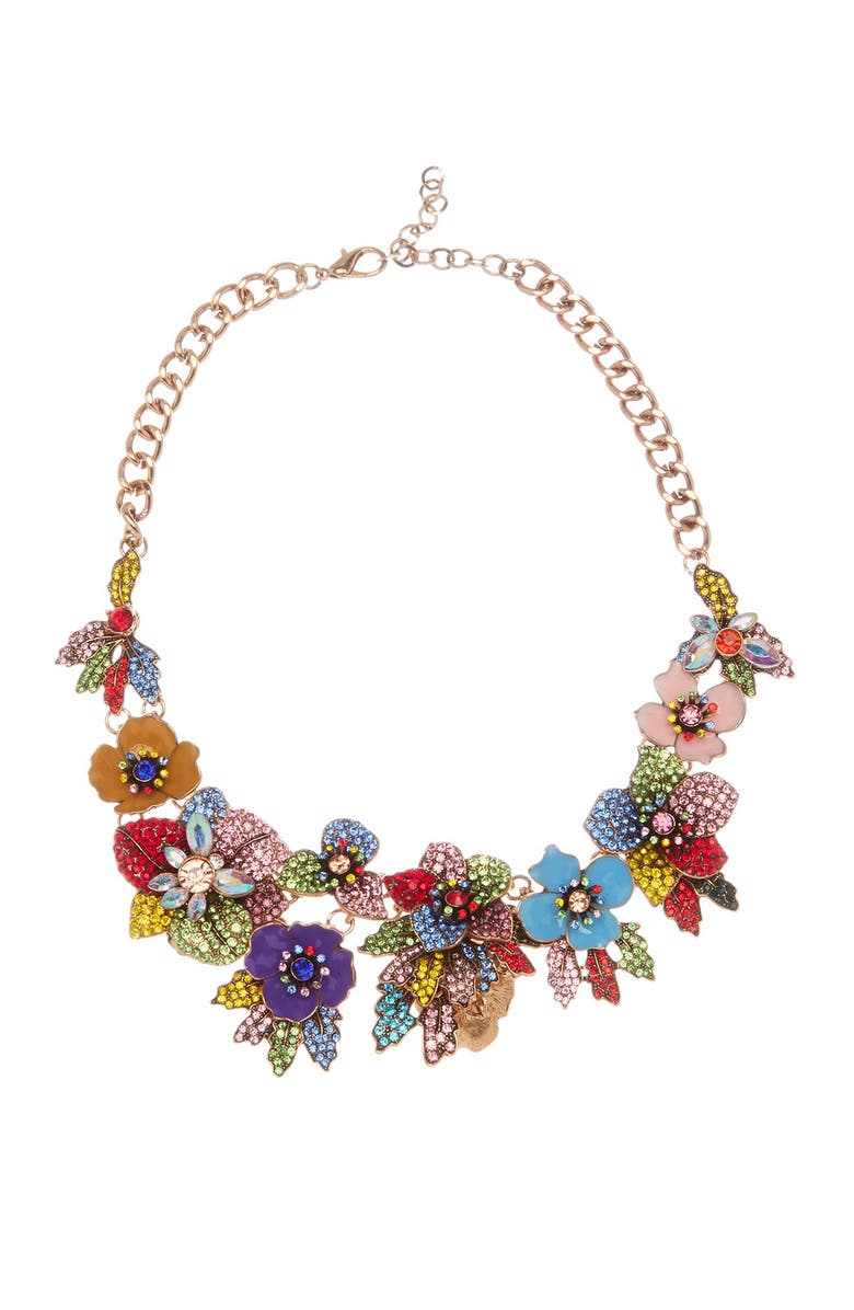 EYE CANDY LOS ANGELES Amy Crystal Floral Necklace, Main, color, Multi Color