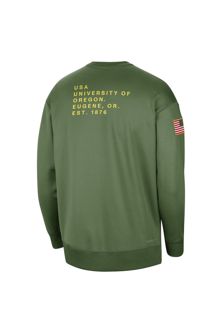 Women's Nike Olive Oregon Ducks Military Collection All-Time Performance Crew Pullover Sweatshirt, Alternate, color, Olive