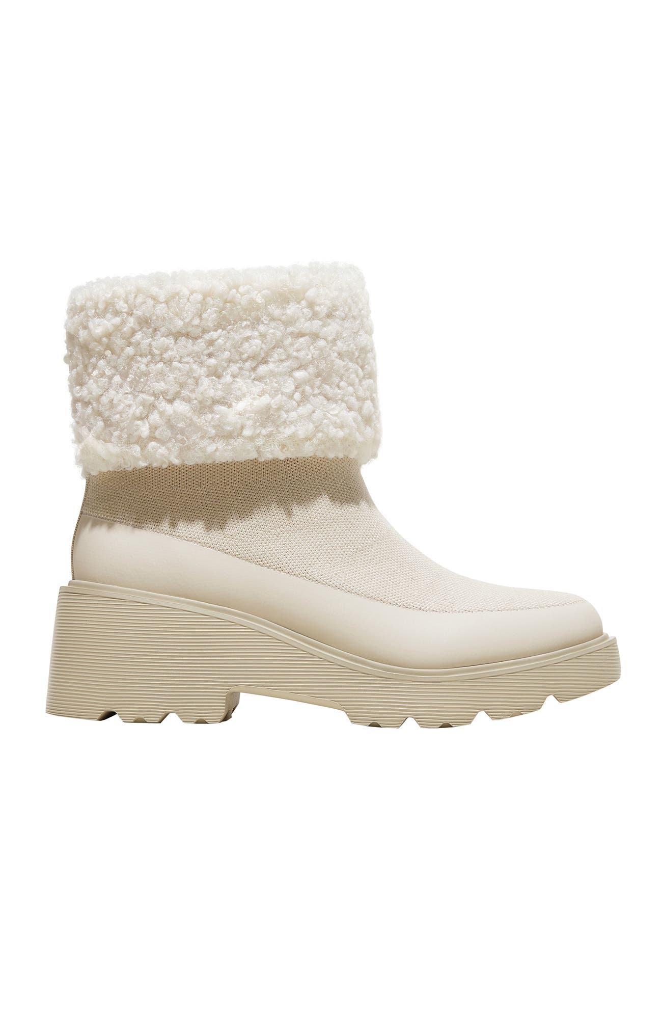 Faux Fur Platform Chunky Wedge Boots, Alternate, color, Cream Ivory
