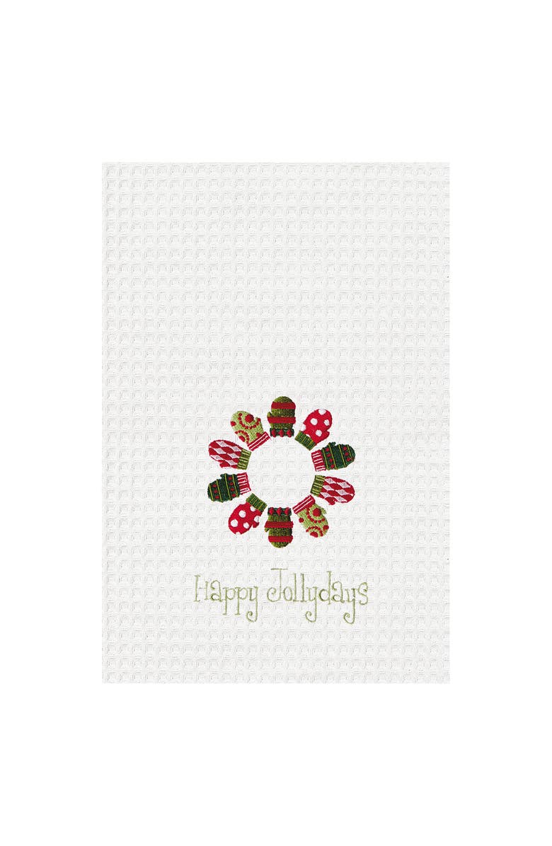 C&F Home Happy Jollydays Waffle Weave Kitchen Towel, Main, color, White