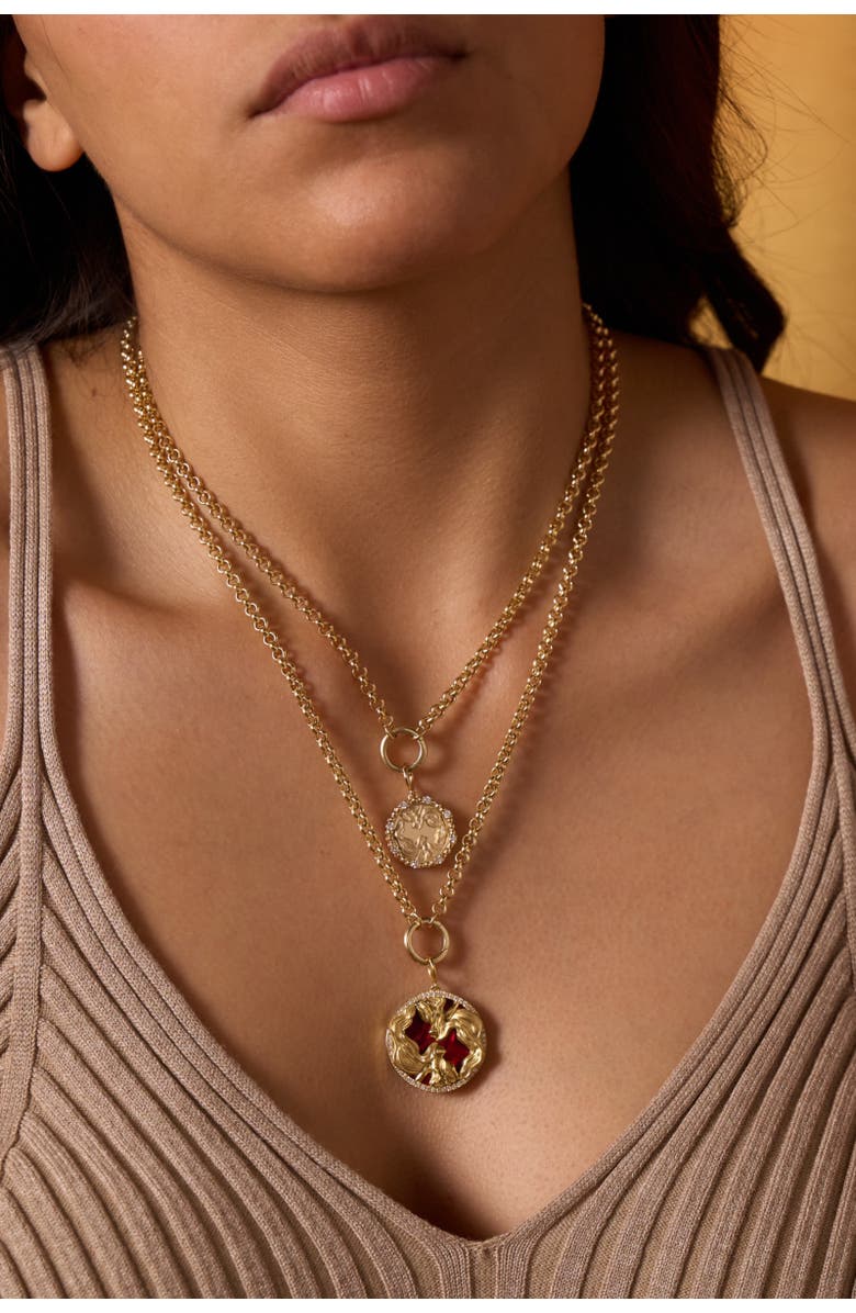 Lionheart 14K Gold Gemini Diamond Bead Zodiac Medallion, Alternate, color, Yellow Gold