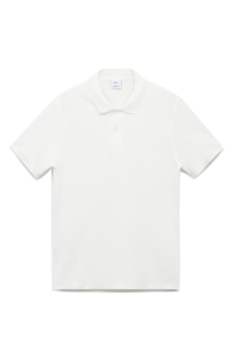 MANGO Regular Fit Cotton Piqué Polo, Alternate, color, White