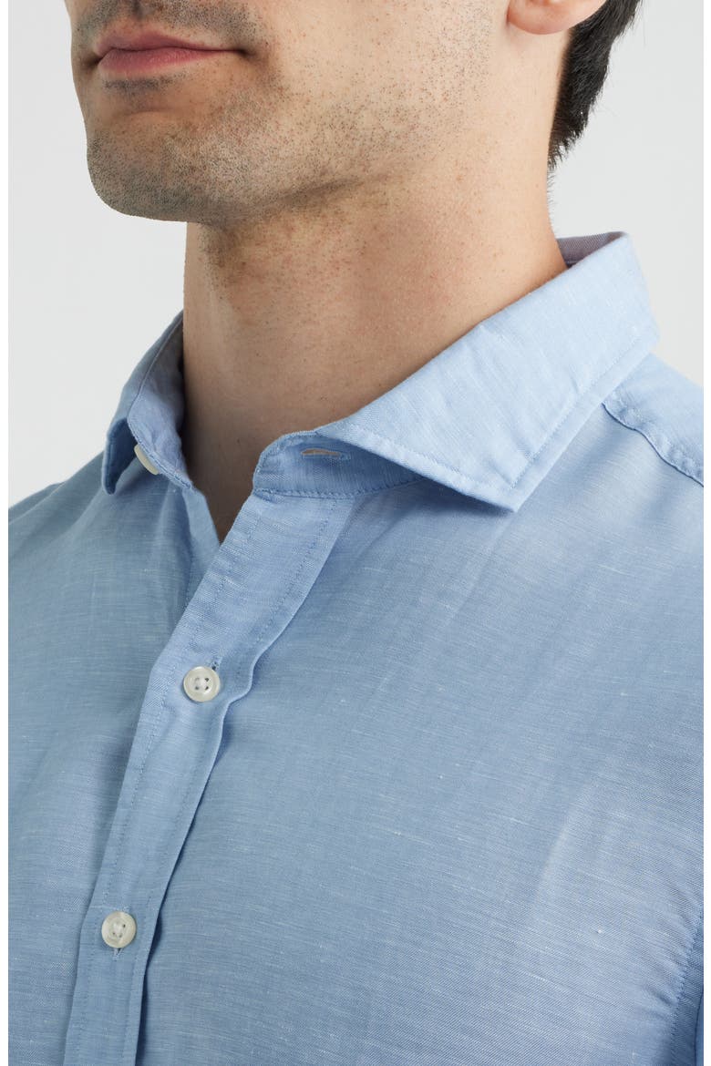 McCarthy Solid Linen Blend Button-Up Shirt, Alternate, color, MALIBLU