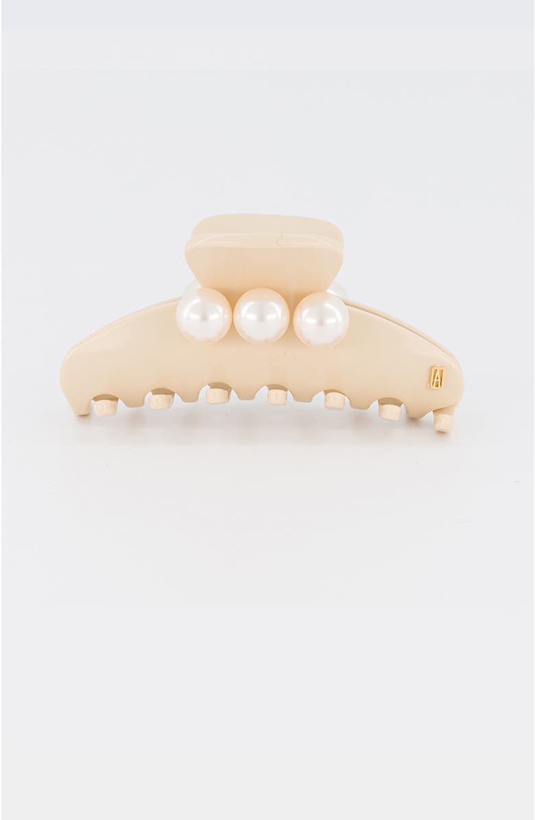 Alexandre de Paris Pearl Claw Clip, Main, color, Beige