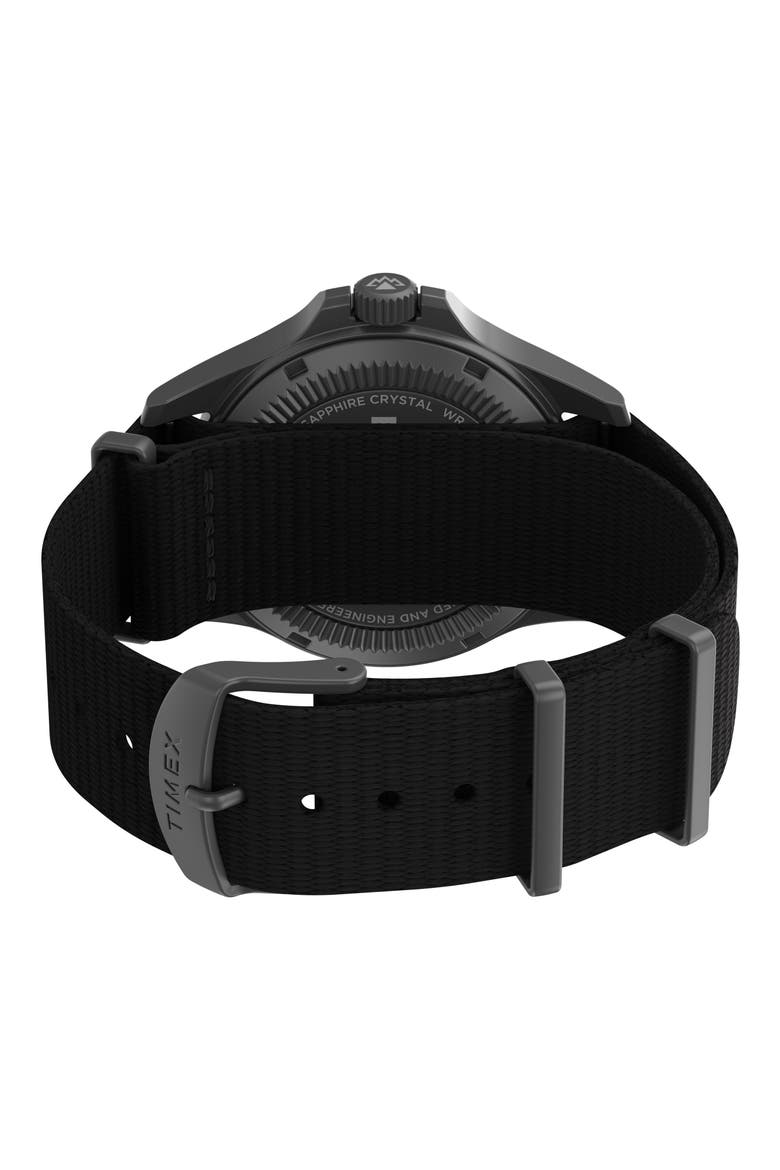 Expedition North Field Post Solar Webbing Strap Watch, 41mm, Alternate, color, BLACK