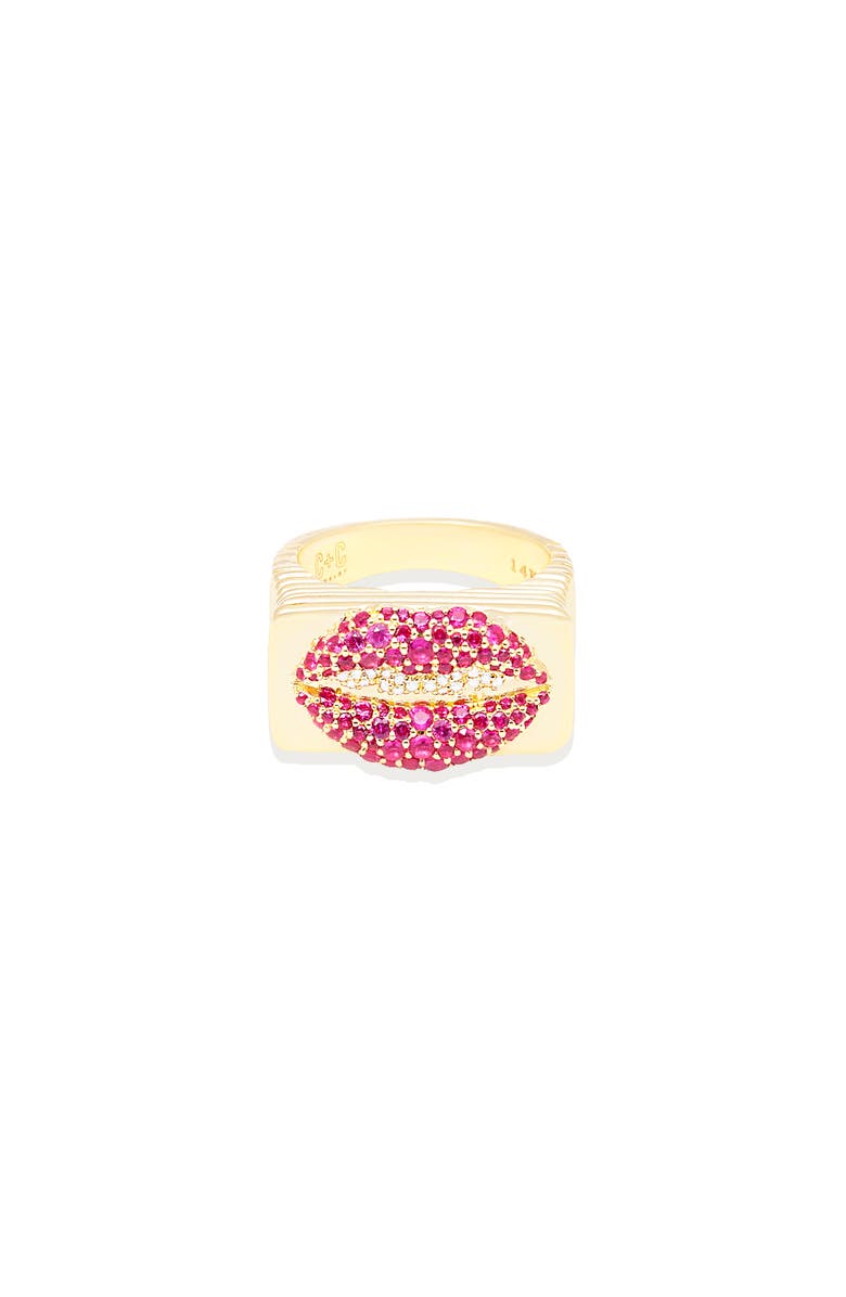 Campbell + Charlotte Juju Lips Ring, Main, color, Gold