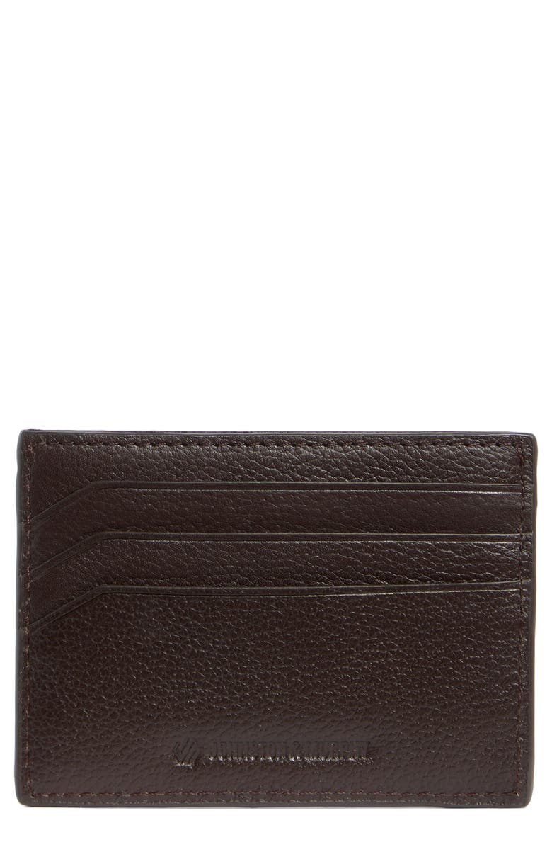 Johnston & Murphy Pebbled Leather Card Case, Main, color, Dark Brown