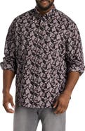 Harbor Bay by DXL Big & Tall Easy-Care 3-D Floral Print Sport Shirt