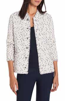 Military Weave Fringe Knit Jacket