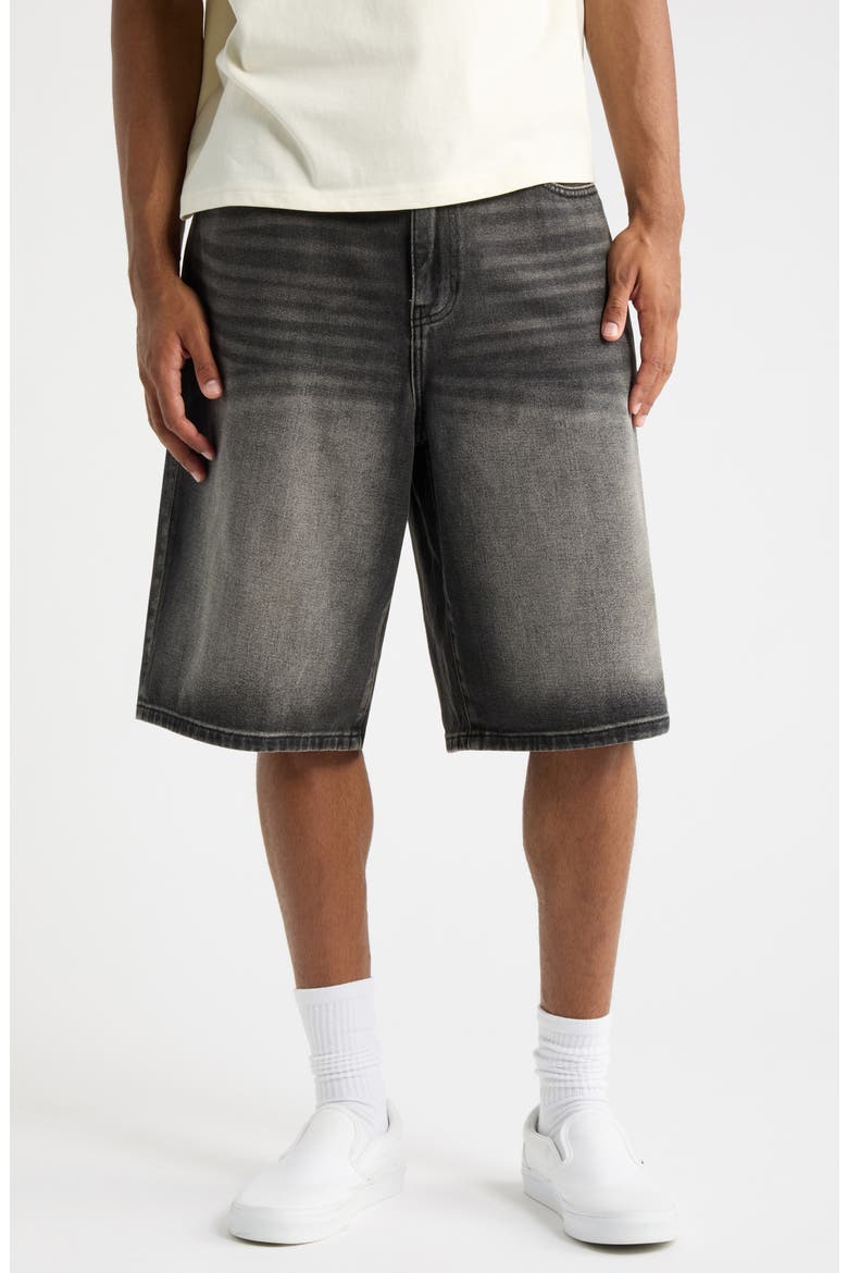Clayton II Extreme Baggy Denim Shorts, Main, color, BLACK