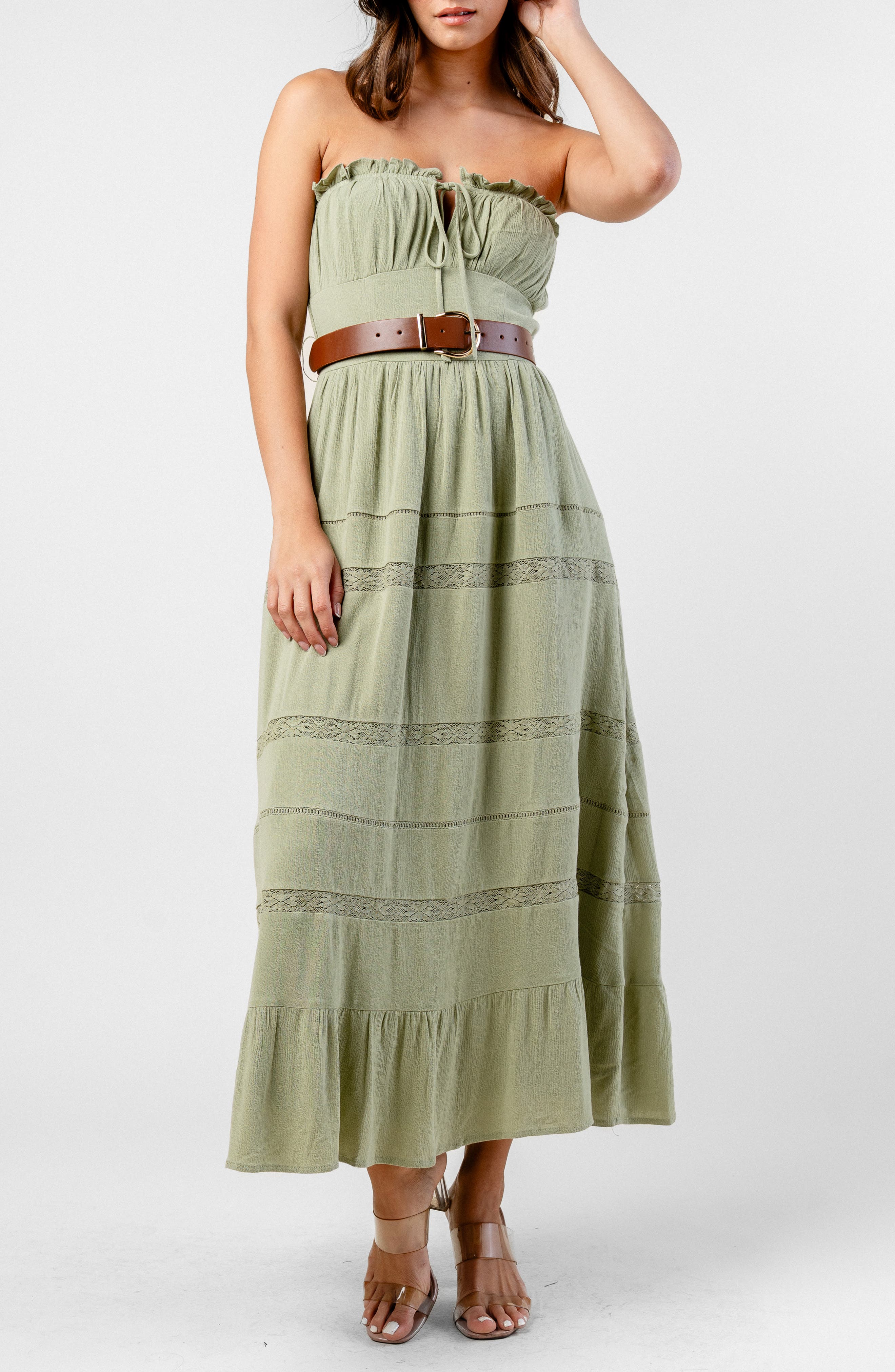 Beivy Strapless Long Crepe Dress