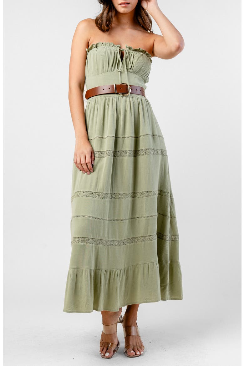 Strapless Long Crepe Dress, Main, color, SAGE