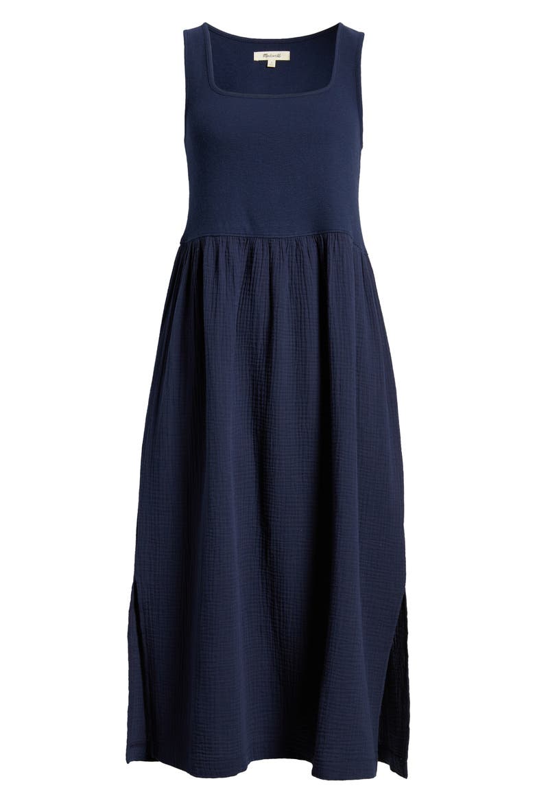 Mixed Media Tank Dress, Alternate, color, DARK NIGHTFALL