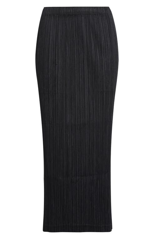Issey Miyake Black Basics Plissé Midi Skirt In Black