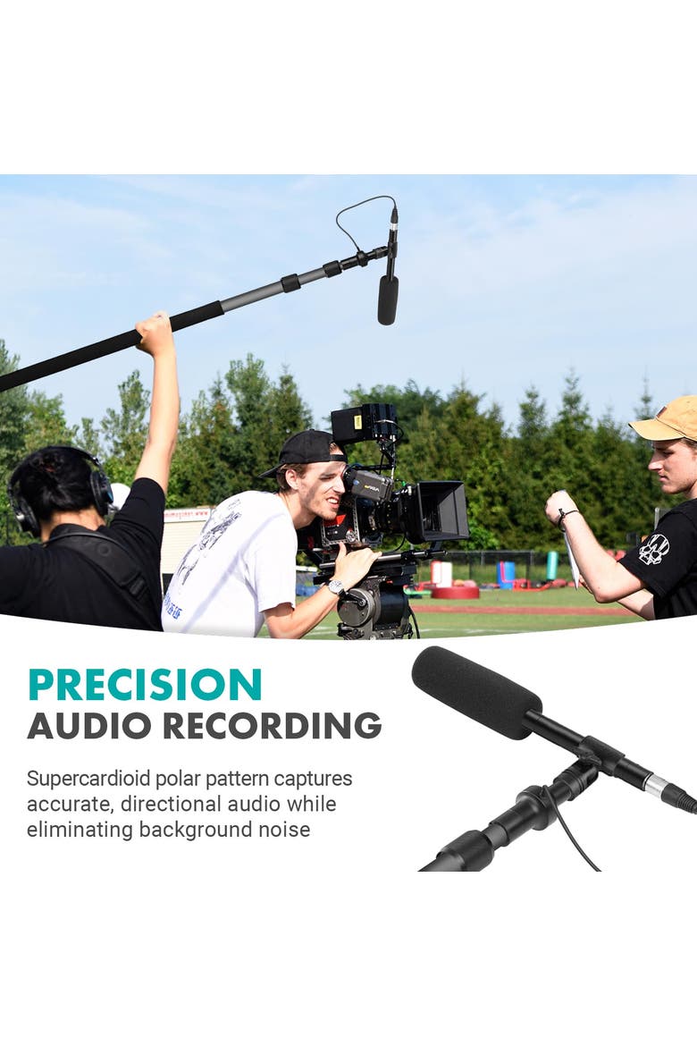 Boom Mic Bundle - Shotgun Microphone with Telescoping Boom Pole and XLR Cable, Alternate, color, Black