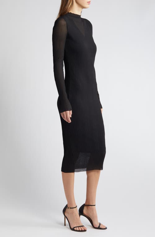 Hugo Boss Boss Long Sleeve Midi Dress In Black