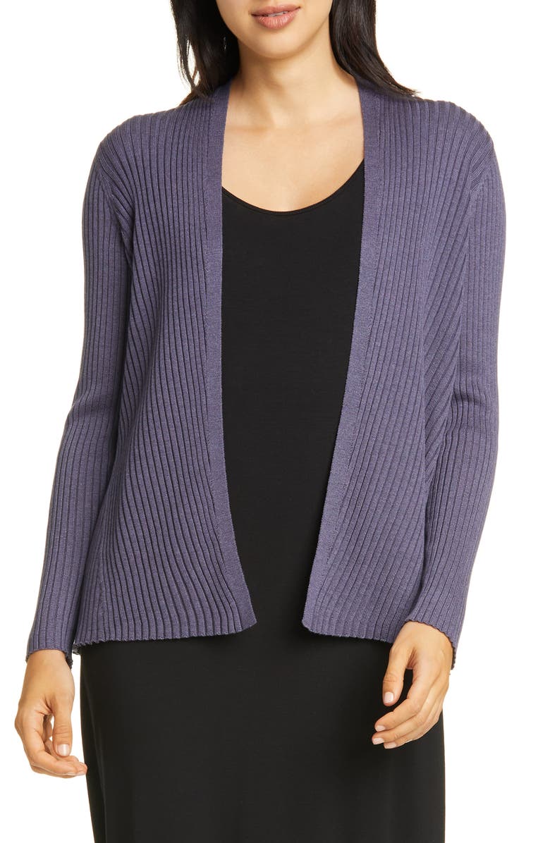 Eileen Fisher Ribbed Cardigan, Main, color, 
