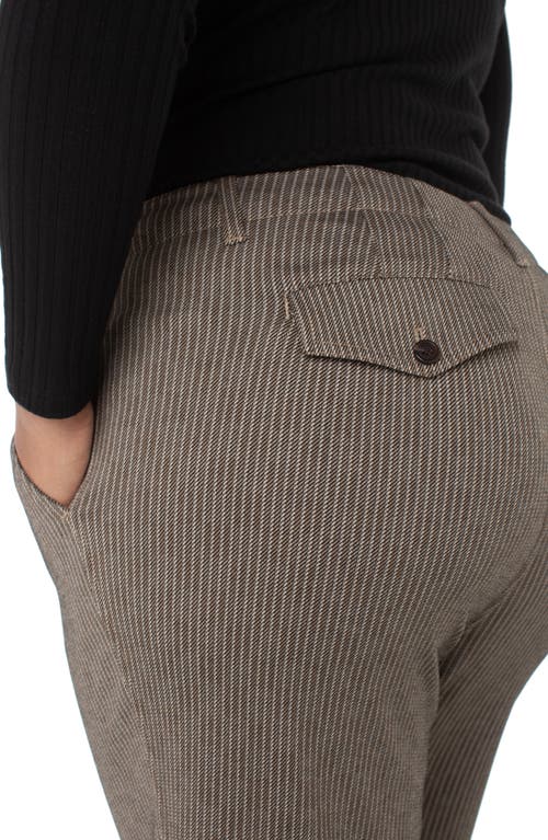 Liverpool Los Angeles Stripe Crop Wide Leg Pants In Brown