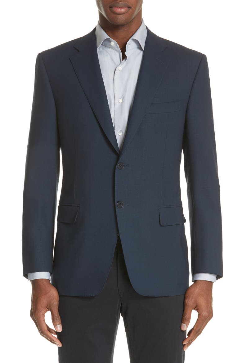 Classic Fit Water Resistant Navy Wool Blazer, Main, color, NAVY